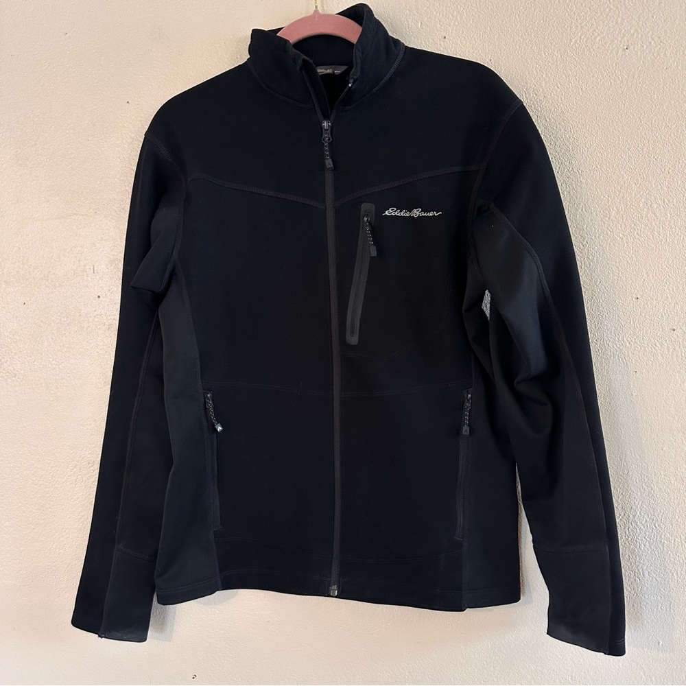 Eddie Bauer Black Full-Zip Light Sweater Jacket